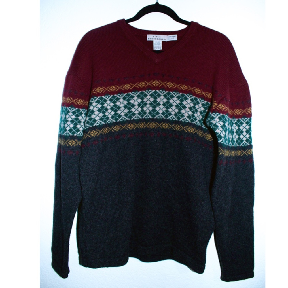 Vintage AKA Mens  Eddie Bauer 100% Lambswool Sweater SZ S